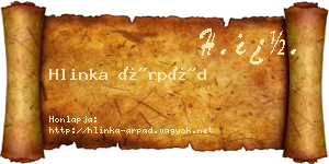 Hlinka Árpád névjegykártya